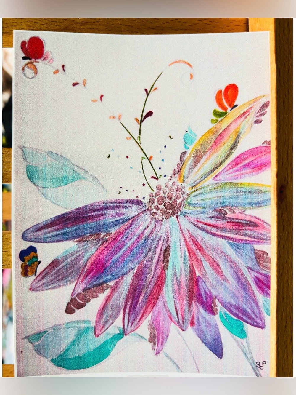 India ink floral art print